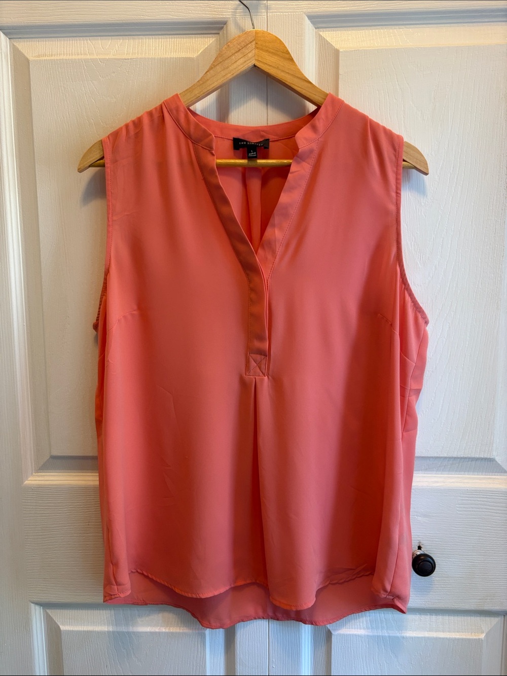 The Limited Coral Pink Split V-Neck Sleeveless Blouse